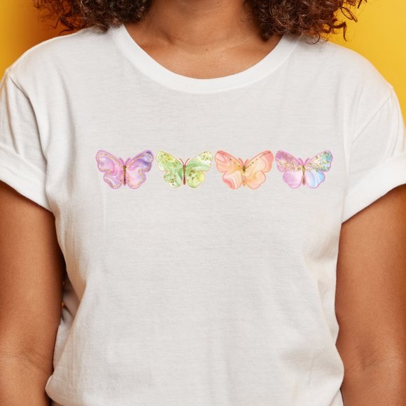 Butterfly HTV Iron on Ready to Press Transfer Sheet Applique-SHIRT NOT INCLUDED - Picture 1 of 6